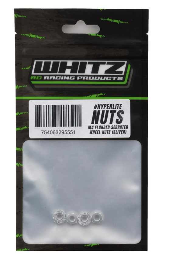 Whitz Racing Products 4mm Flanged Wheel Nuts (Silver) (4) WRP-NUT-SIL