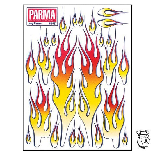 1/10 PARMA Long Flames Sticker Sheet - 6"x8" Self Adhesive