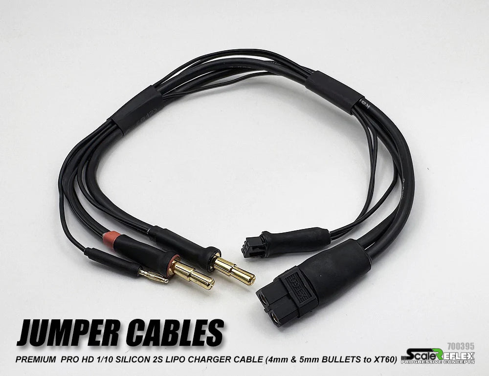 Reflex Jumper Cables - PRO HD XT60 to 4mm - 5mm Bullets Balance 2S LIPO Battery Charging Cable [Scale Reflex] 700395