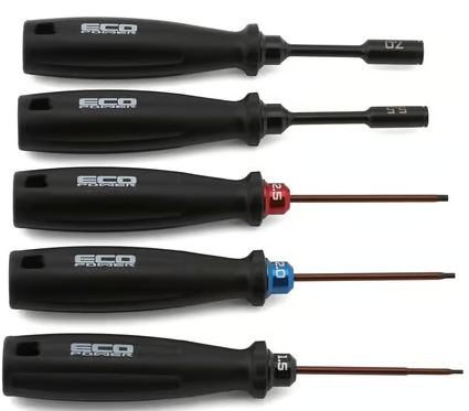 EcoPower 5-Piece RC Essential Tool Set (1.5/2.0/2.5mm Hex Drivers) (5.5/7mm Nut Drivers)