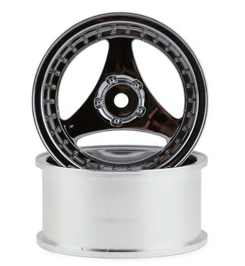 Mikuni Yokohama Advan Oni Kai Drift Wheels (Chrome Silver) (2) (5mm Offset) w/12mm Hex