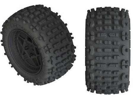 1/10 dBoots Backflip LP Front/Rear 3.8 Pre-Mounted Tires, 17mm Hex, Black (2): 4S