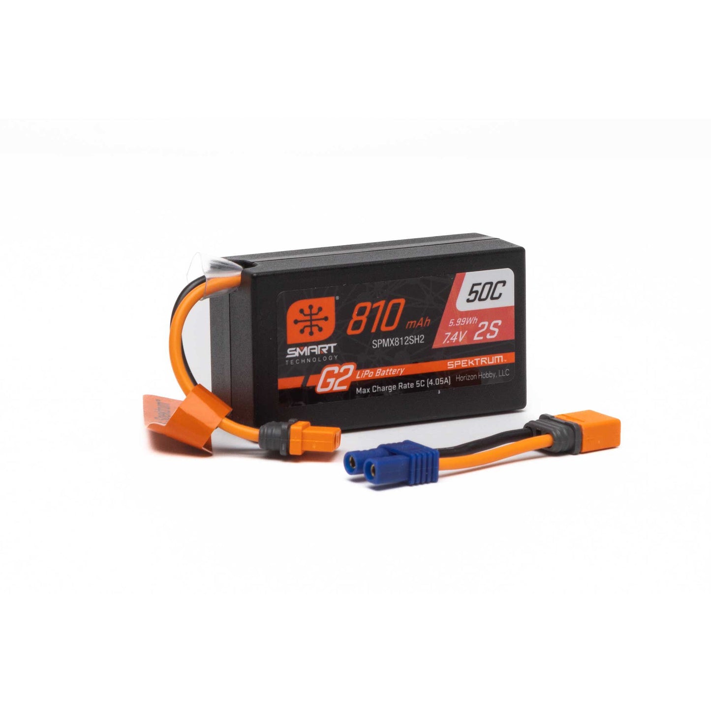 SPEKTRUM 7.4V 810mAh 2S Smart G2 50C LiPo: IC2 SPMX812SH2