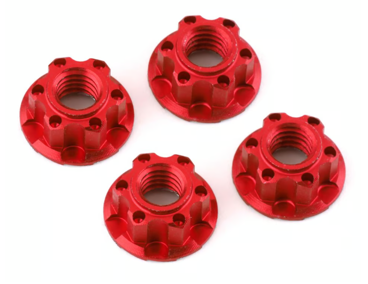 Yeah Racing 4mm Aluminum Serrated Wheel Lock Nut (4) (Red)