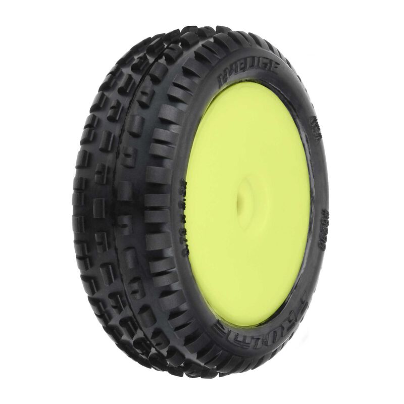 Proline 1/18 Wedge Front Carpet Mini-B Tires Mounted 8mm Yellow Wheels (2)