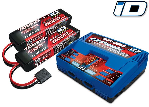 TRAXXAS Battery/charger completer pack (includes #2972 Dual iD charger (1), #2872X 5000mAh 11.1V 3-cell 25C LiPo battery (2))