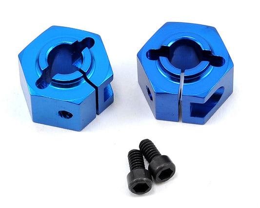 Team Associated 12mm Aluminum Front Clamping Wheel Hex Set (Blue) (2)