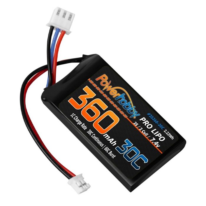 Powerhobby 2s 360mah 30C UPGRADE Lipo Battery : Axial SCX24 PHB2S36030