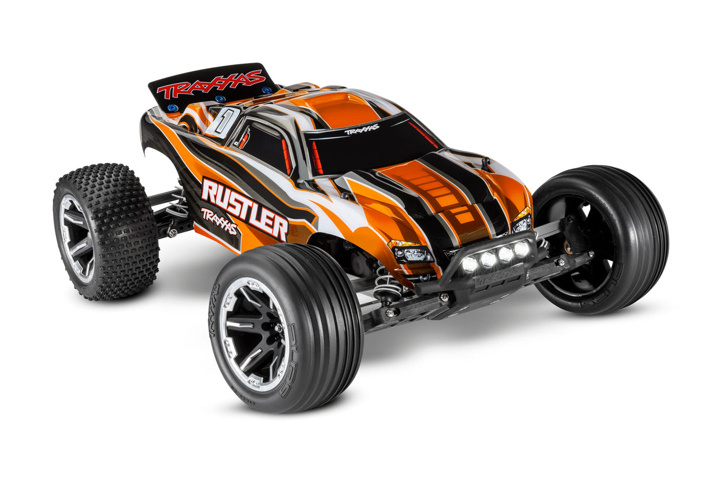 TRAXXAS RUSTLER WITH LED LIGHTS ORANGE