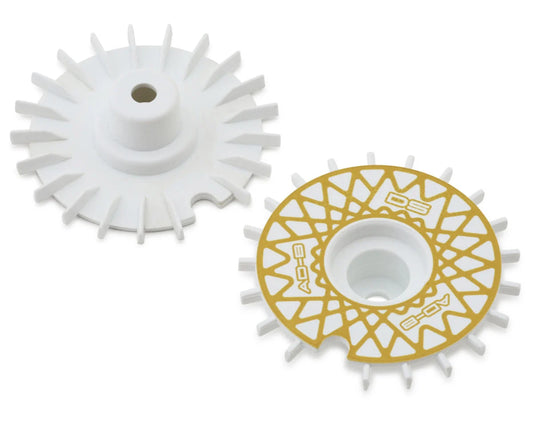 DS Racing Flat Aero Drift Wheel Covers (White/Gold Mesh) (2) (Drift Element Wheels)