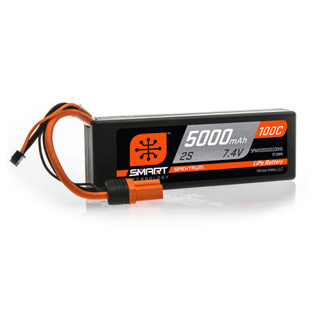 SPEKTRUM 7.4V 5000mAh 2S 100C Smart Hardcase LiPo Battery: IC5 SPMX50002S100H5