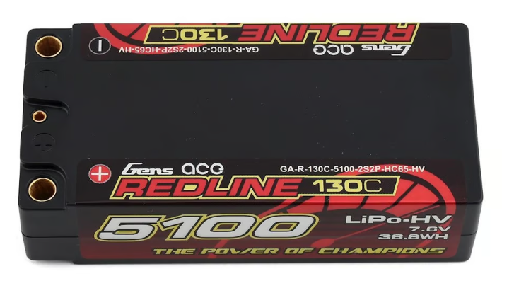 Gens Ace Redline 2s Shorty LiHV LiPo Battery 130C w/5mm Bullets (7.6V/5100mAh)