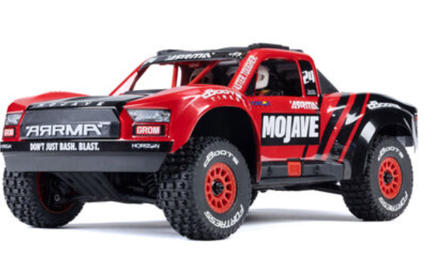 ARRMA MOJAVE GROM MEGA 380 Brushed 4X4 Small Scale Desert Truck RTR with Battery & Charger, Red/Black