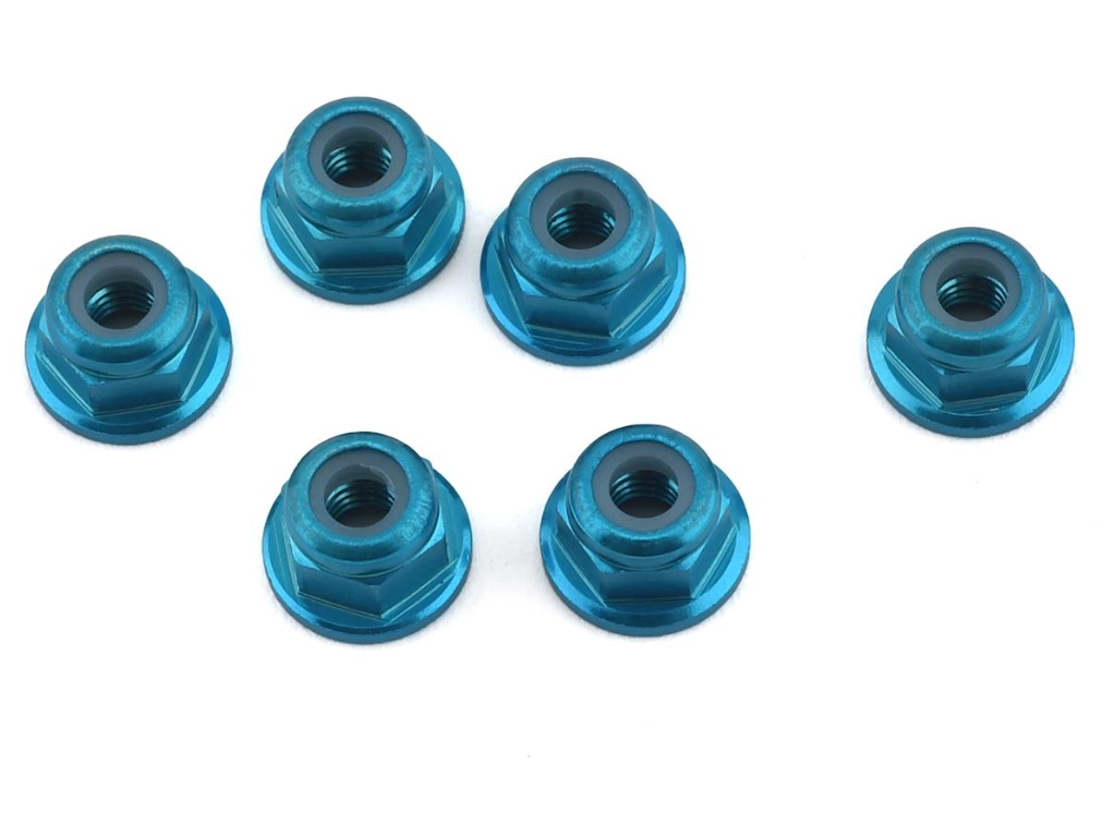 1UP Racing 3mm Aluminum Flanged Locknuts (Blue) (6) 1UP80514