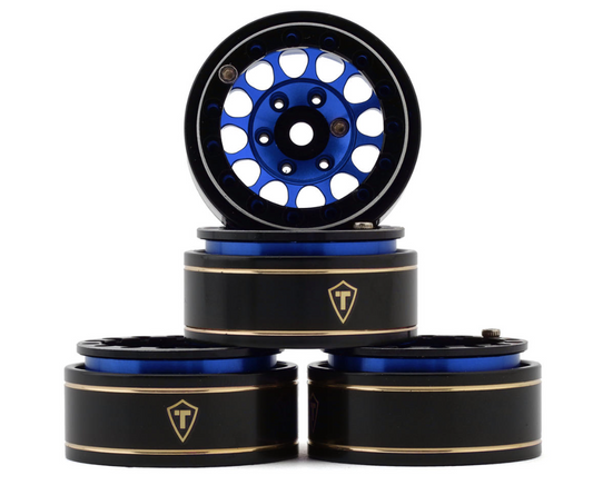 Treal Hobby Type I 1.0" Classic 12-Spoke Beadlock Wheels (Blue) (4) (27.2g) TLHTSCX24-241