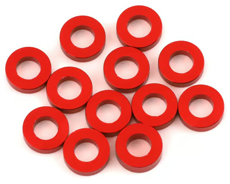 1UP Racing 3x6mm Precision Aluminum Shims (Red) (12) (1mm) 80334