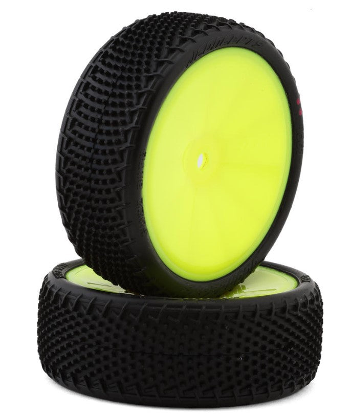 JConcepts Fuzz Bite LP 2.2" (Wide) Pre-Mounted 2WD Front Buggy Tire (Yellow) (2) (Pink) w/12mm Hex  JCO4061-201011