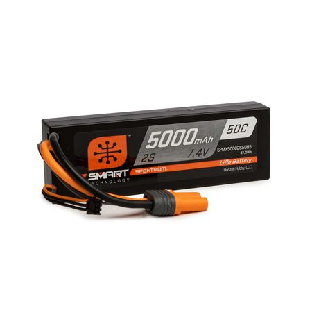 SPEKTRUM 7.4V 5000mAh 2S 50C Smart Hardcase LiPo Battery: IC5 SPMX50002S50H5