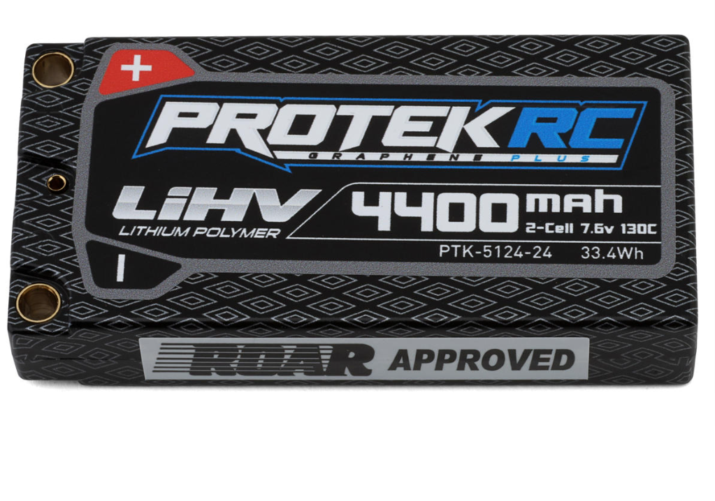 ProTek RC 2S 130C Low IR Si-Graphene + HV ULCG Shorty LiPo Battery (7.6V/4400mAh) w/5mm Connectors (ROAR Approved) PTK-5124-24