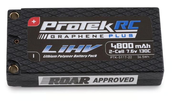 ProTek RC 2S 130C Low IR Si-Graphene + HV LCG Shorty LiPo Battery (7.6V/4800mAh) w/5mm Connectors (ROAR Approved)