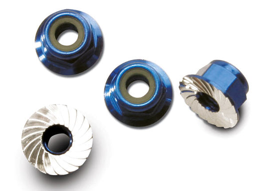 TRAXXAS NUTS 4MM FLANGED LOCK BLUE