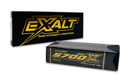 Exalt X-Rated 2S 135C Hardcase Shorty Lipo Battery (7.4V/5700mAh) w/5mm Bullets EXA3202