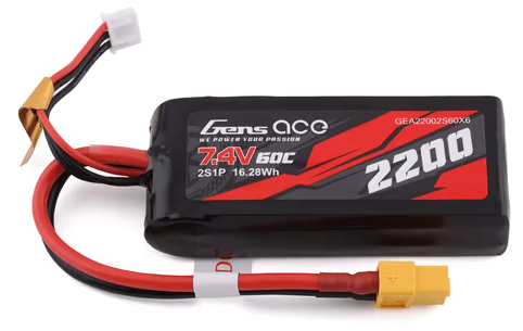 Gens Ace 2s LiPo Battery 60C (7.4V/2200mAh) w/XT-60 Connector