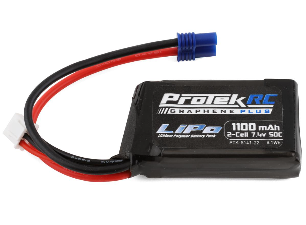 ProTek RC 2S 50C 1100mAh Losi Mini T/B & JRX2 LiPo Battery w/EC2 Connector PTK-5141-22