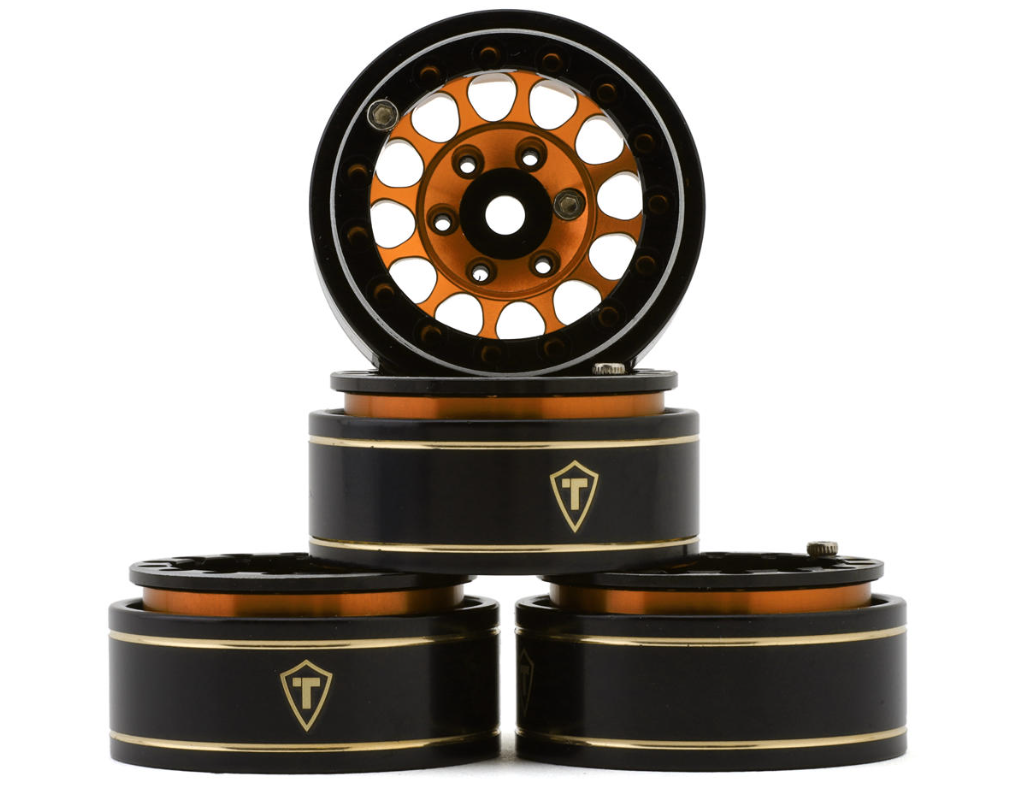 Treal Hobby Type I 1.0" Classic 12-Spoke Beadlock Wheels (Orange) (4) (27.2g)  TLHTSCX24-244