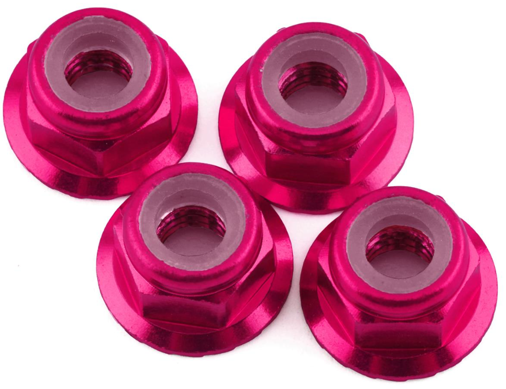 1UP Racing 4mm Serrated Aluminum Locknuts (Pink) (4) 80542