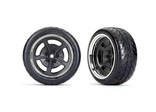 TRAXXAS T&W SPLIT SPOKE BLK CHRM WHEEL RESPONSE TIRE REAR