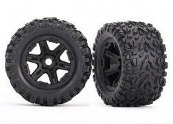 TRAXXAS Tires & wheels, assembled, glued (black wheels, Talon EXT tires, foam inserts) (2) (17mm splined) (TSM® rated) 8672