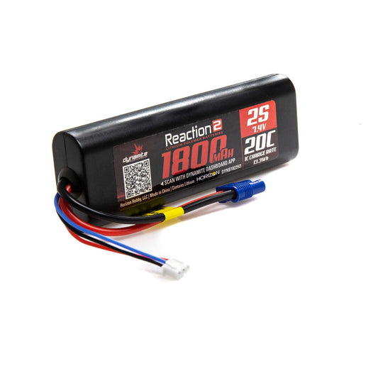 DYNAMITE Reaction2 7.4V 1800mAh 2S 20C LiPo, Hardcase EC3