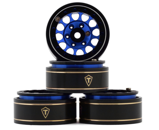 Treal Hobby Type I 1.0" Classic 12-Spoke Beadlock Wheels (Blue) (4) (27.2g) TLHTSCX24-241