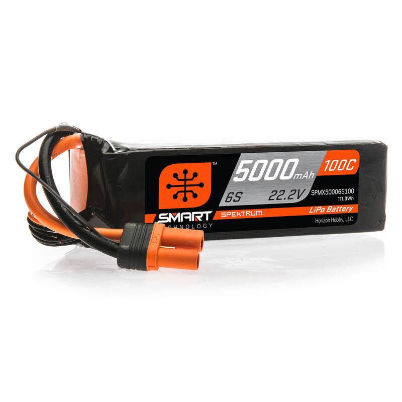 SPEKTRUM 5000mAh 6S 22.2V 100C Smart LiPo Battery; IC5