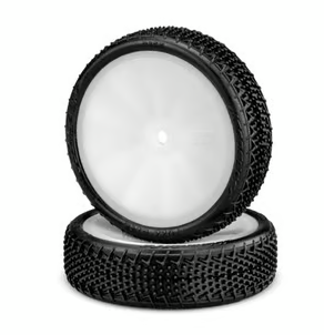 JConcepts Fuzz Bite LP 2.2" Pre-Mounted 2WD Front Buggy Tires (White) (2) (Pink) (Carpet) w/12mm Hex JCO3165-101011