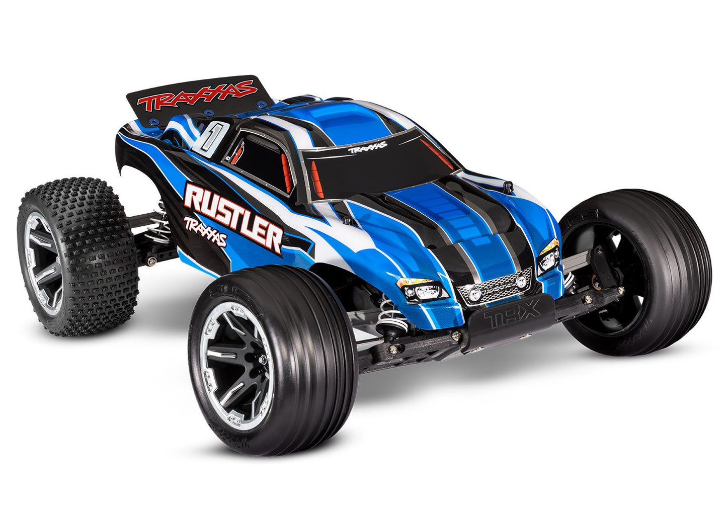 TRAXXAS RUSTLER: 1/10 SCALE STADIUM TRUCK BLUE w/USB-C 37054-8-BLUE