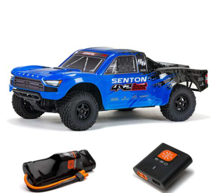 ARRMA 1/10 SENTON 4X2 BOOST MEGA 550 Brushed Short Course Truck RTR with Battery & Charger, Blue