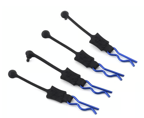 Hot Racing 1/8 Body Clip Retainers (Blue) (4)