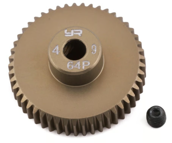 Yeah Racing 64P Hard Coated Aluminum Pinion Gear (49T)