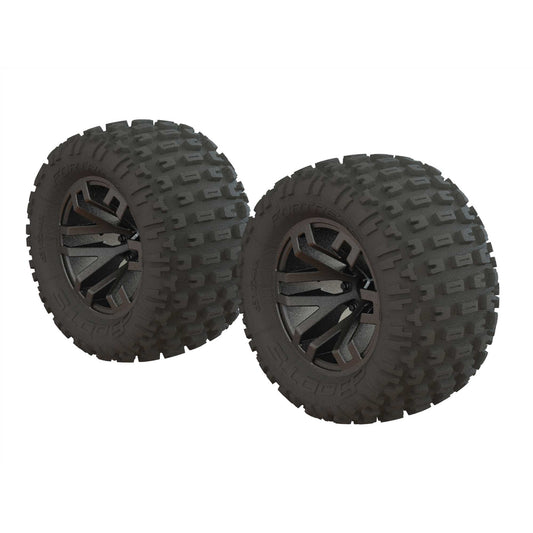 ARRMA Dboots 'Fortress MT' Tire Set Glued Gun Metal (2) ARA550086