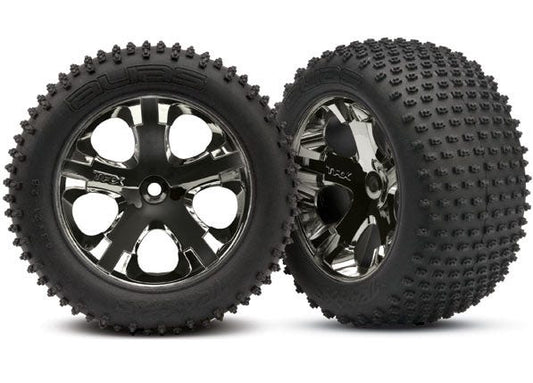 TRAXXAS Tires & wheels, assembled, glued (2.8') (All-Star black chrome wheels, Alias tires, foam inserts) (rear) (2) (TSM rated)