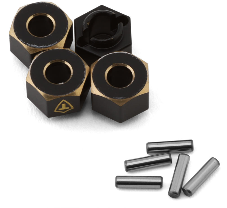 Treal Hobby TRX-4M Extended Brass Wheel Hub Hex (Black) (4) (1.3g) (+6mm Offset) TLHTTRX-4M-01