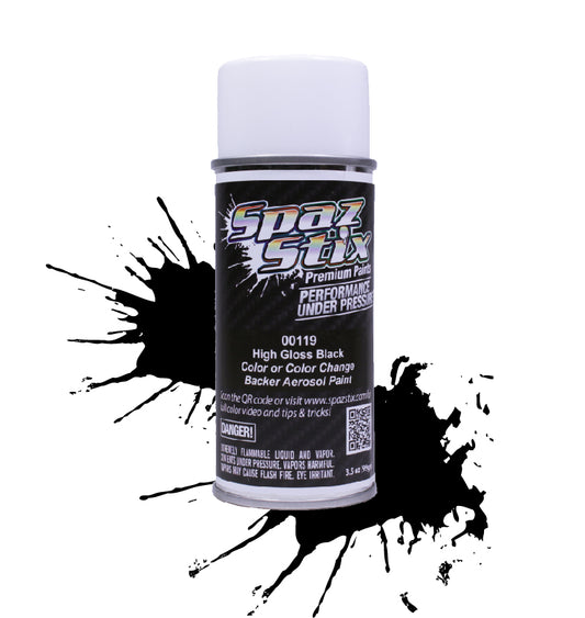 SPAZ STIX HIGH GLOSS BLACK / BACKER PAINT AEROSOL 3.5OZ SZX00119