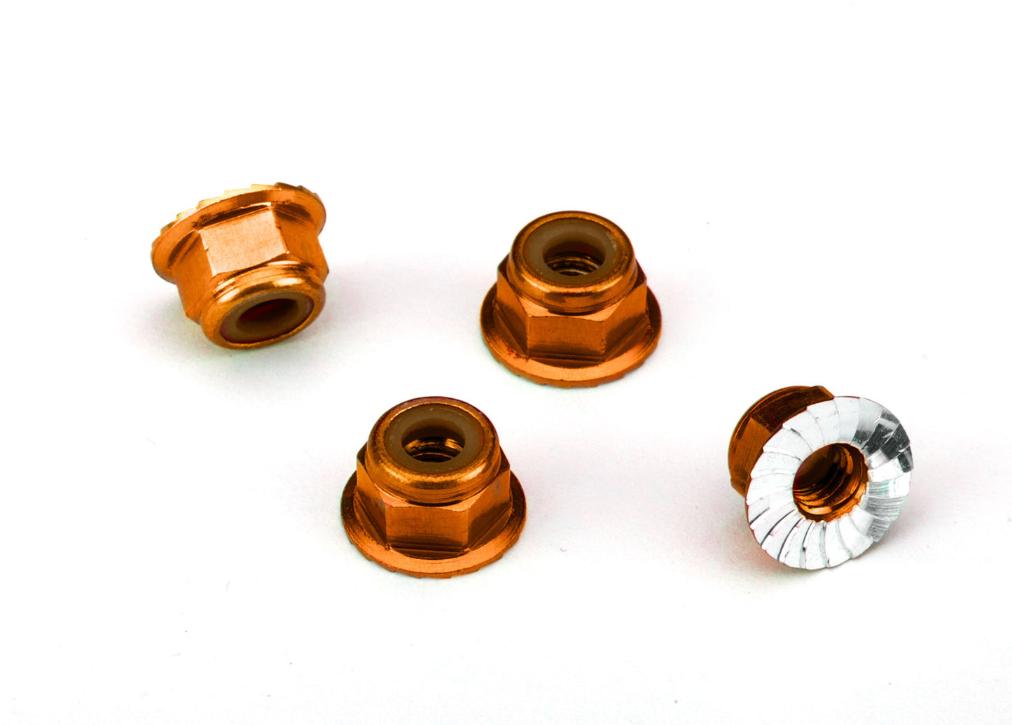 TRAXXAS NUTS 4MM FLANGED LOCK ORANGE