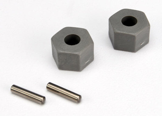 TRAXXAS Wheel hubs, hex (tall offset, Rustler /Stampede front) (2)/ axle pins (2.5x10mm) (2)