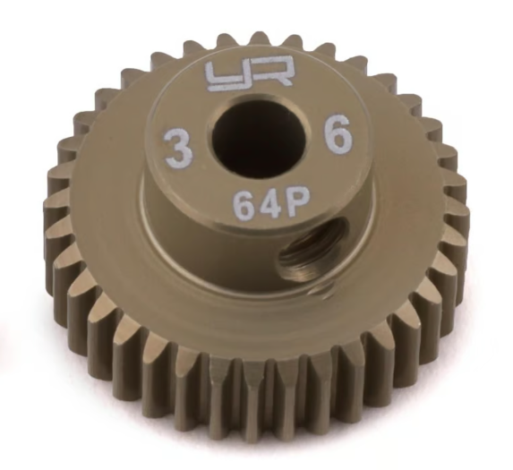 Yeah Racing 64P Hard Coated Aluminum Pinion Gear (36T)